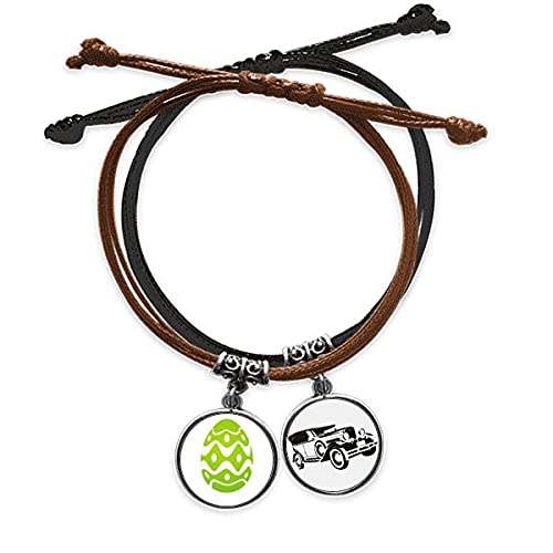 Bracelet en cuir minibus et cordon tissé main thème Festival de Pâques