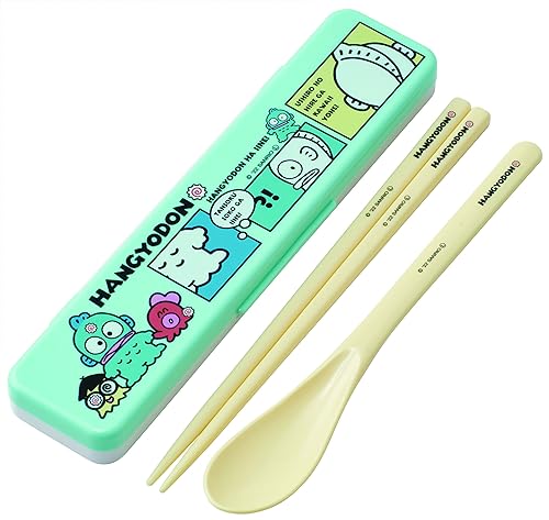 Hangyodon Utensil Set - Includes Reusable Fork, Spoon, Chopsticks and Carrying Case - Authentic Japanese Design - Durable, Dishwasher Safe - Comic