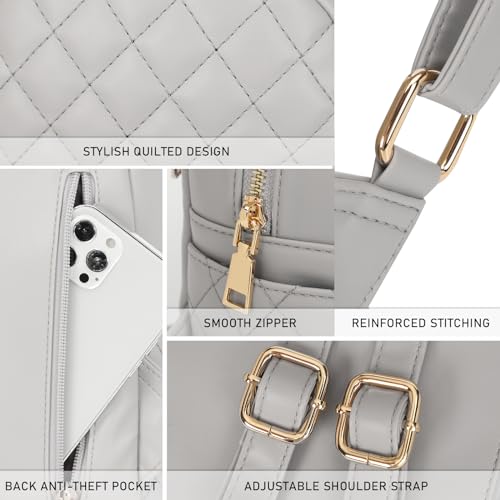 Image of Quilted Small Backpack for Women PU Leather Casual Handbag Daypack Purse | Stylish Quilted Design, water-resistant premium PU leather, matches all daily outfits, lightweight for everyday carry