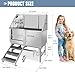 RIGMEC Pet Dog Bathing Station W/Ramp, Professional Stainless Steel Dog Grooming Tub, Floor Grate, Faucet, Dog Bathtub for Large,Medium,Small Pets, Washing Sink for Home