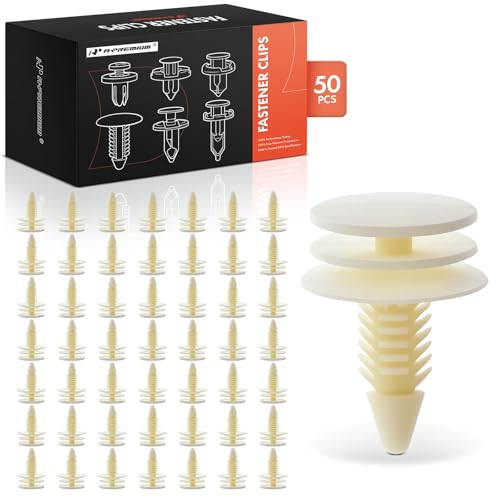 A-Premium 50 PCS Nylon Front Rear Door Trim Panel Car Retainer Fastener Push Pin Clips Compatible with Chevy Silverado 1500 2500 3500 HD, Blazer, GMC Sierra 1500, Safari, Cadillac, Saturn, Olds - 8mm