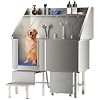 ROOMTEC 304 Stainless Steel Dog Washing Station 50 Inch Professional Dog Grooming Tub Pet Bathtub with Sink Storage DrawerLadder
