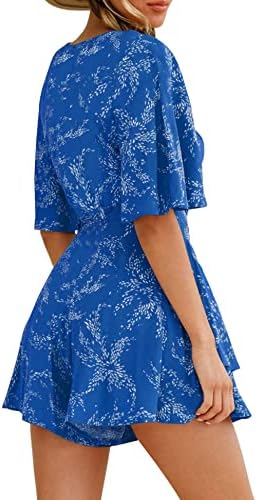 SPRIME Ladies's Floral Print Rompers for Summer season Wrap V Neck Double Layered Ruffle Hem Jumpsuit Quick Sleeve Waist Tie Romper 6 41UHjIJb6TL. AC