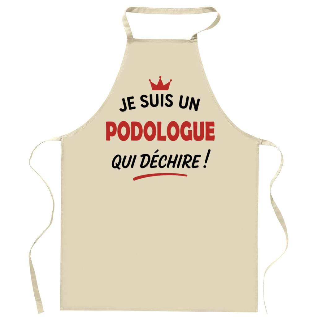 Otshirt Tablier d'un Podologue qui déchire 2- Apron - Idée Cadeau Tablier Personnalisable Anniversaire Fête Original Famille Travail Départ Collègue Retraite Noël.