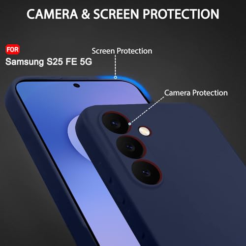 Image of TheGiftKart Liquid Silicone Back Cover Case for Samsung Galaxy S25 FE 5G | Soft Micro-Fibre Lining Inside | Camera & Screen Protection | Shockproof Back Cover for Samsung S25 FE (Silicone, Blue)