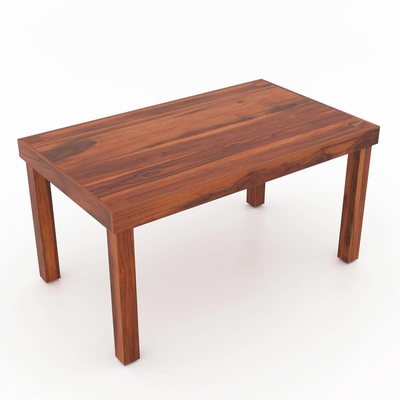 Image of Furniture Solid Sheesham Wood 6 Seater Dining Table Set with 4 Cushioned Chairs and Bench | Wooden Six Seater Dinner Table Set for Living Room, Kitchen, Dining Area and Home (Honey Finish)