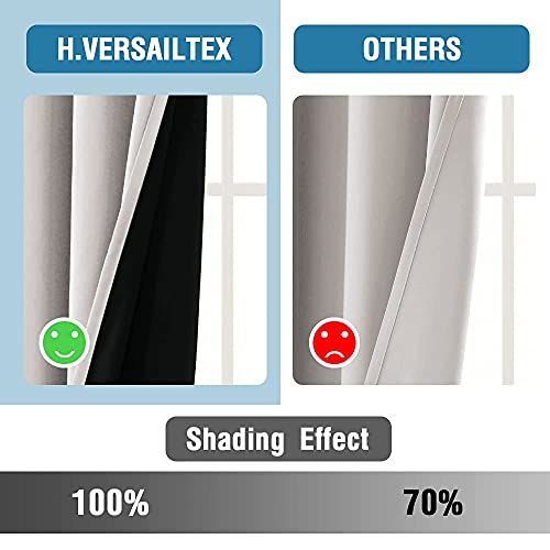 100% Blackout Curtains For Bedroom Thermal Insulated Blackout Curtains 96 Inch Length Heat And Full Light Blocking Curtains Window Drapes For Living Room With Black Liner 2 Panels Set, Pumice Stone #TOP4