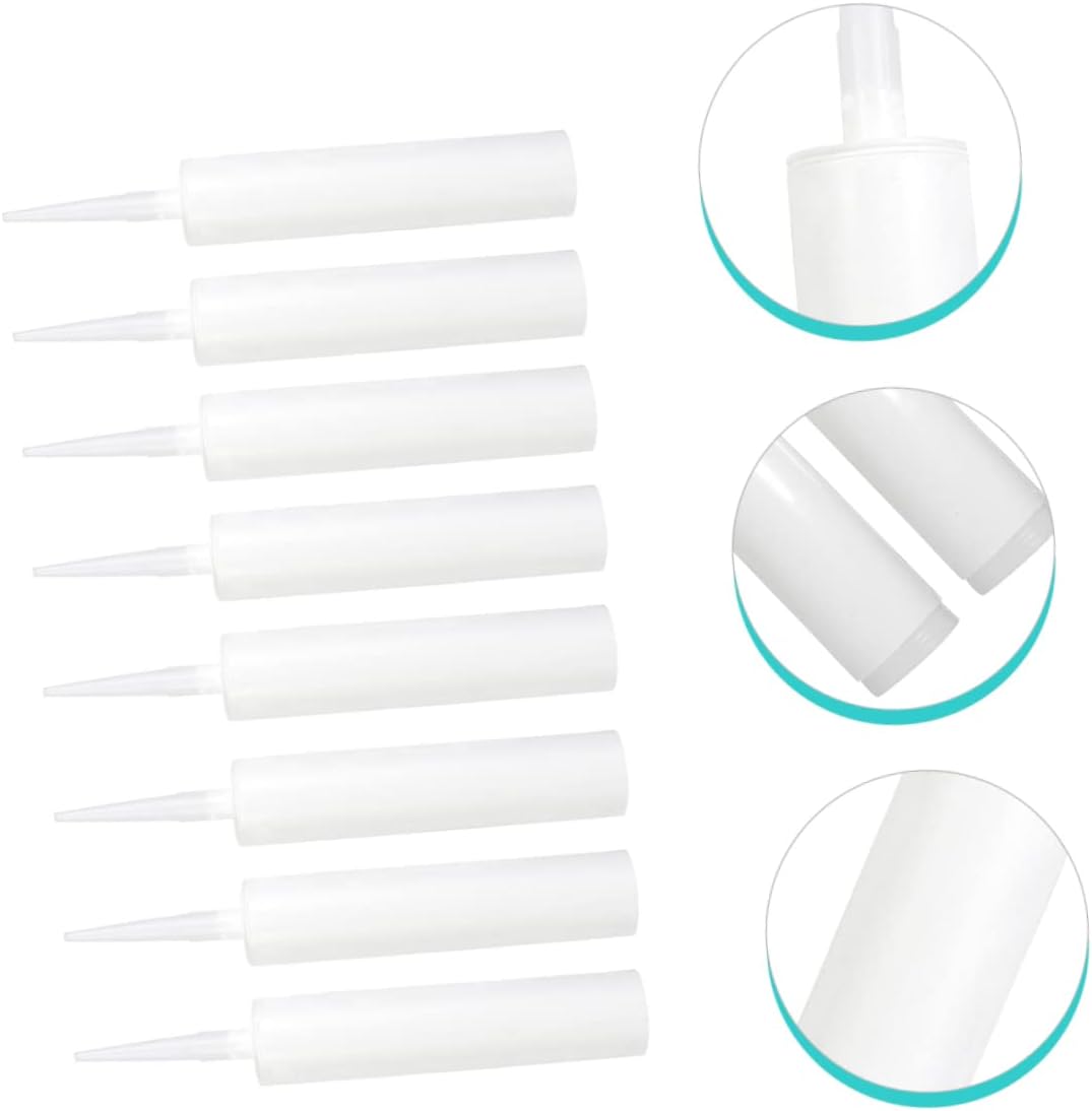 8pcs Sealant Caulking Tube White Cauk Plastic Caulk Tube Empty Caulk Refillable Glass Glue Empty