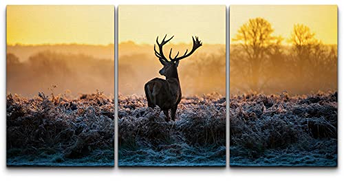 wall26 Canvas Print Wall Art Set Deer in Golden Light