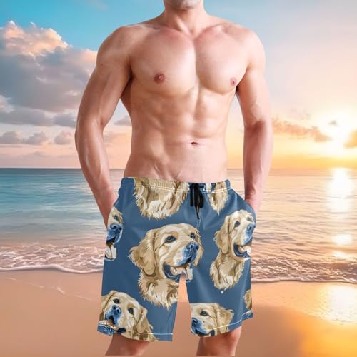 Men's Labrador Golden Retriever Dog Swim Trunks Novelty Beach Shorts Quick Dry Swimming Board Trunks2