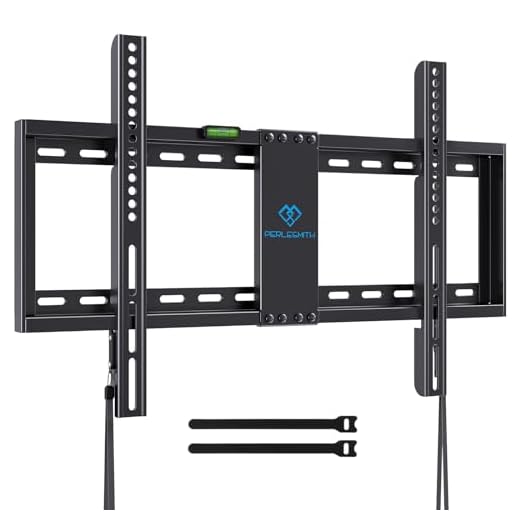 PERLESMITH Fixed TV Wall Mount Bracket Low Profile for 32-82 inch LED, LCD,and OLED Flat Screen TVs - Fits 16”- 24” Wood Studs, Fix TV Mount with VESA 600 x 400mm Holds up to132lbs