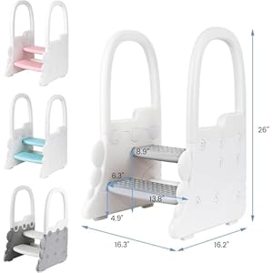 Toddler step stool for bathroom sink plastic toddler nursery 2 step stools for bathroom sink toilet potty training toddler stepping stoo with handrails gray  urban country home decor