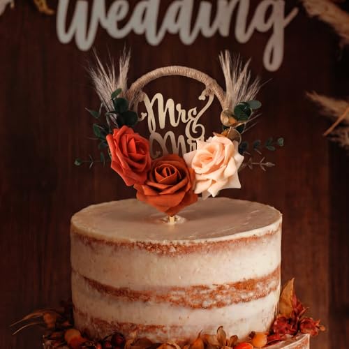 Fiwochic Boho Flower Wedding Cake Topper Western...
