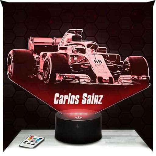 Lampephoto.fr - Lámpara 3D Fórmula 1 F1 - C. Sainz Luz Nocturna Táctil Led Ilusión 3D, Idea de Regalo para Niños y Niñas, Navidad, Lámpara de Mesilla de Noche para Niños o Adultos, Merchandising TOP | Ya disponible en tu tienda friki favorita! En mundofriki.es!