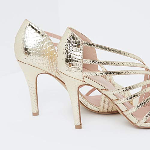 Image of shoexpress Women's Textured Strap Sandals with Stiletto Heels