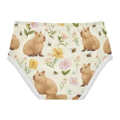 Wusikd Cute Capybaras Girls' Underwear Cotton Flowers Bees Girls Briefs Soft Toddler Underwear 2T2