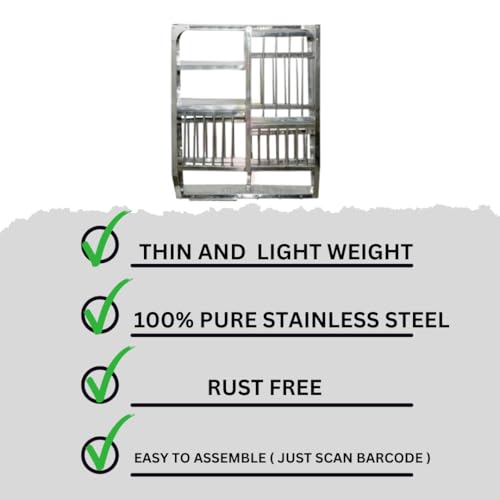 Quench steel kitchen utensils stand wall mounted rack utensils drainer and organizer 30 * 24 inches stainess steel 4 kg, Tiered Shelf