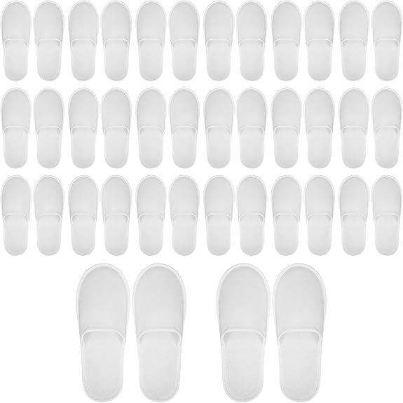 Zapatillas de hotel MEGAHERZ blancas con diseño de punta cerrada para un confort higiénico
