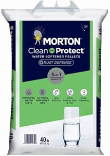 Morton Salt Morton-Rust-40 Morton F124700000g Clean & Protect/Rust Defense Water Softener Pellets, 40 Lb, Plain