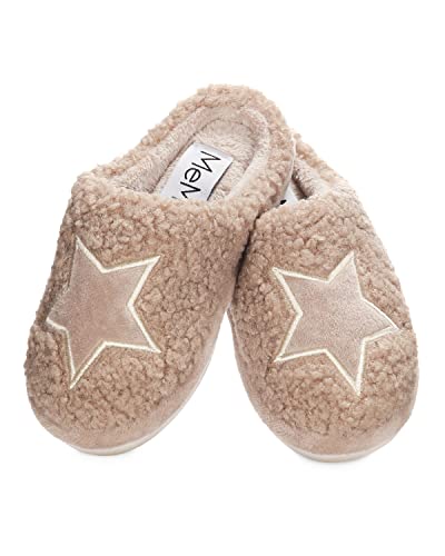 MeMoi Kids' Embroidered Shaggy Star Non-Skid Slippers