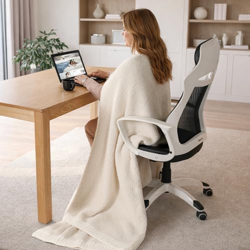 Snuggle Sac Buttery Ivory Bedding Blanket Twin Size 60x80, Super Soft Warm Cozy Knit Fuzzy Microfiber Blanket for Sofa, Bed, Living Room, Heather Ivory, 60x80 Inches by Snuggle Sac - Image 9