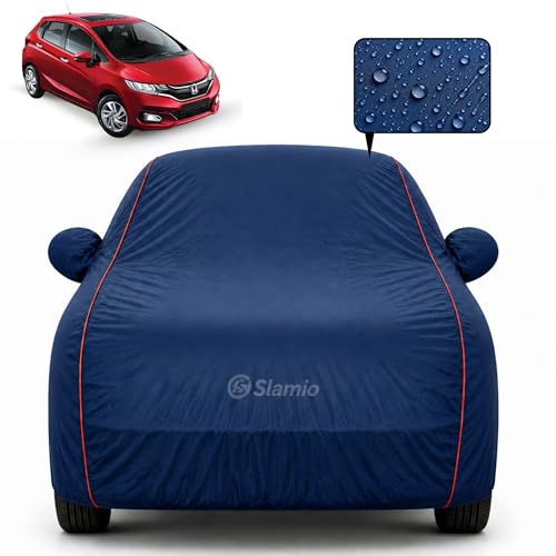 Image of Premium 100% Waterproof Car Cover for Honda's Brio Model | All-Weather, UV & Dust Protection | Heavy-Duty 3-Layer Fabric | Custom Fit with Mirror & Antenna Pockets | Navy Blue