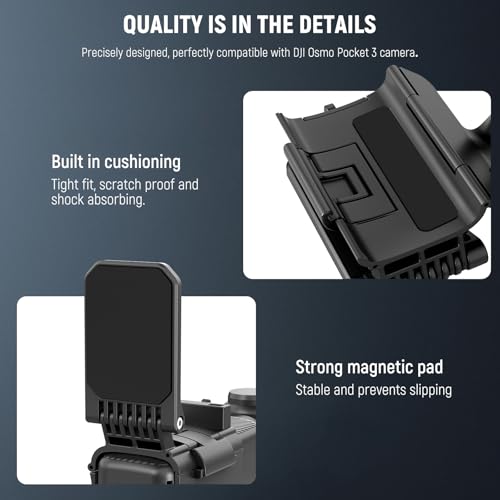 Image of NEEWER Basics Magnetic Mount Stand Compatible with DJI Osmo Pocket 3 & Creator Combo, Multifunctional Accessories Expansion Adapter Bracket, 180 Tilt Plastic Camera Holder with Cleaning Cloth, AC015