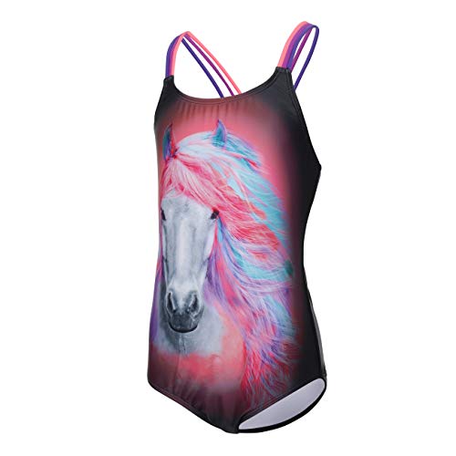 Image of Dayu Girls Race Back Bathing Suits One Piece Swimsuit Animal Print Swimwear, Size 4-14