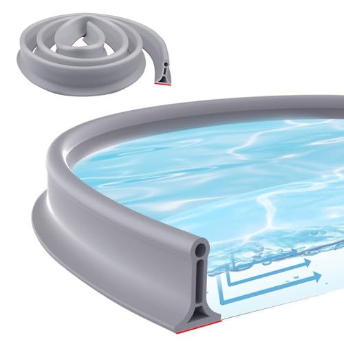 Zyiphor 2M Barrera Agua Ducha, Barrera de Agua para Ducha Flexible y Cortable, Borde Plato Ducha Autoadhesivo, Perfil Silicona Duchapara Cocina Baño Separación en Seco y Húmedo (Gris)