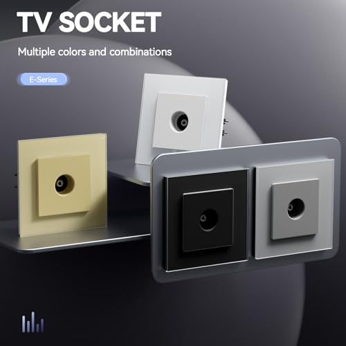 BSEED TV Steckdose aus Glas,Unterputz Wandsteckdose mit Krallen, NEU E-Serie, 86mm Grau