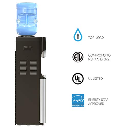 Brio Essential Series Top Loading Water Cooler Dispenser - Tri Temp Dispense, Child Safety Lock, Holds 3 Or 5 Gallon Bottles - Ul/Energy Star Approved #TOP2