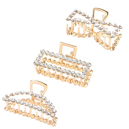 Large Metal Hair Claw Clips for Women Girls Rhinestone Crystal Hair Catch Barrettes Jaw Clamps Strong Hold Non-slip Hair Accessories for Thick Thin Long Hair