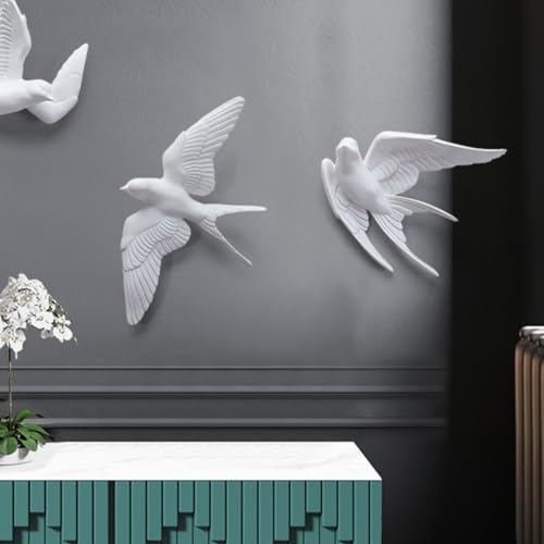 Décoration murale extérieure 3d oiseau hirondelle blanche lot de 2 - 5