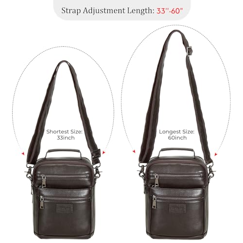 Polare Italian Cowhide Leather Messenger Bag Waterproof Chest Shoulder Crossbody Bag Casual Sling Business Handbag for Men (Coffee) by POLARE ORIGINAL - Image 5