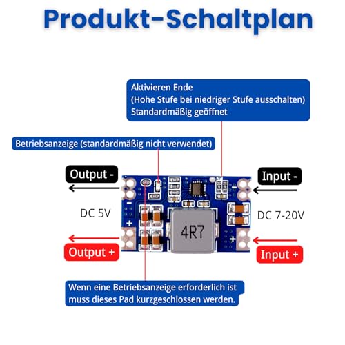 DC-DC Step Down Converter 7-20V bis 5V Mini 560 Spannungswandler LAOMAO 5V Ausgang Netzteil Module(Pack of 6)