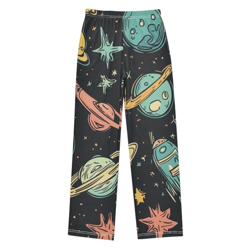 ZZXXB Space Planets Rocket Boys Long Pants Soft Trousers Elastic Waist Kids Lounge Bottoms with Pockets S-XL