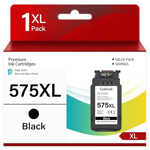 PG-575XL 575 Black Ink Cartridges Compatible for Canon 575 PG-575 Ink Cartridge - Printer Ink for PG575XL PG575 575 XL Work with Canon Pixma TS3750i TR4755i TR4700 TS3550i TS3551i TR4750i (1 Pack)