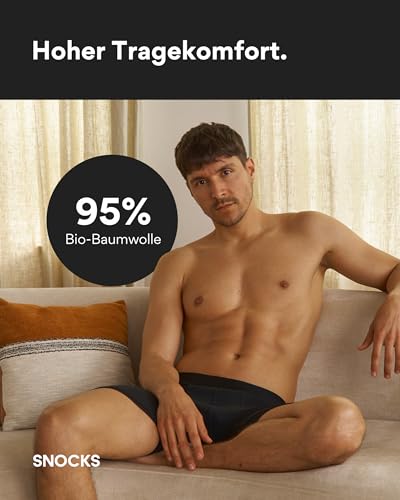 Snocks Lange Boxershorts Herren ohne Logo (6er Pack) - Bio-Baumwolle, atmungsaktiv, kein juckendes Etikett & komfortabler Bund - Unterhosen Männer Gr. 2XL - Mix (Rot/Olive/Blau) 5