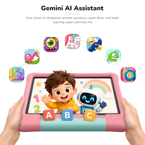 Image of Kids Tablet, Android 16 Tablet for Kids 10 inch with Keyboard, Mouse, EVA Case Pen (Pink) 30GB RAM 64GB ROM 1TB TF Card Expandable for Toddler Children, Parental Control, Dual Camera, WiFi, Gift