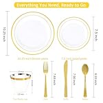 WELLIFE 350-Piece Gold Disposable Plates and Cutlery Set - Premium 10.25" Dinner Plates, 7.5" Dessert Plates, 9oz Cups & Cutlery for Weddings, Catering Events - 50 Guest Service - Elegant & Sturdy - Image 2