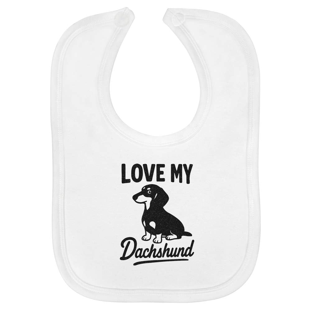 Azeeda 'Love My Dachshund' Baby Bib - White (BI00066214)