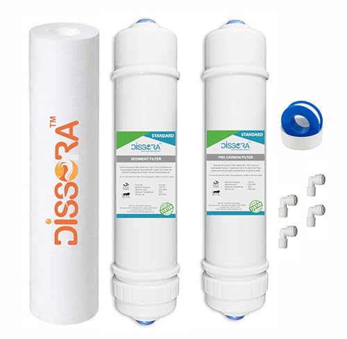 Image of Standard 10 Inch Inline Sediment, Pre Activated Carbon and PP Spun Candle Filter Cartridge Set, Suitable for All Kind of RO UV UF Water Purifier, Pack of 5