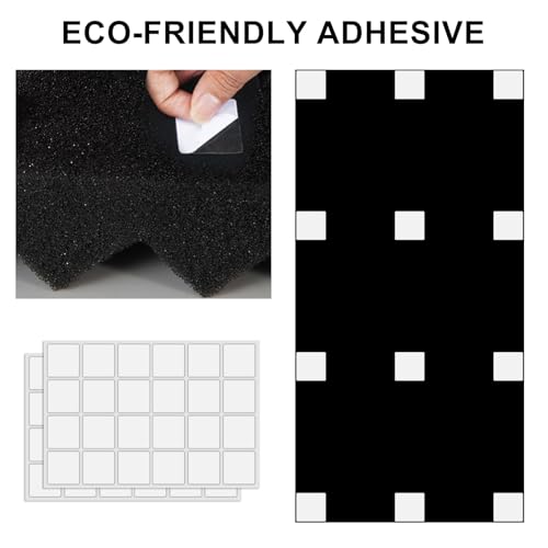 4 Pack Paneles Acústicos, 48 x 24 x 2 pulgadas Paneles de Espuma para Pared, Reductores de Ruido, Tapete de Espuma que Absorbe Sonido, Fácil Instalación, Negro miniatura 2