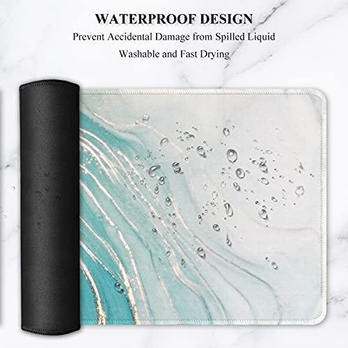 Image of Auhoahsil Extended Mouse Pad, XXL Gaming Mouse Pads, Large Big Mousepad Laptop Computer Keyboard Mat Desk Pad with Non-Slip Base Stitched Edge for Gaming Office, 31.5 x 15.7 inch, Green Ocean Beach