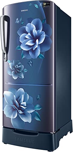 Image of Samsung 183 L, 3 Star, Digital Inverter, Direct-Cool Single Door Refrigerator (RR20C2823CU /NL, Camellia Blue, Base Stand Drawer)