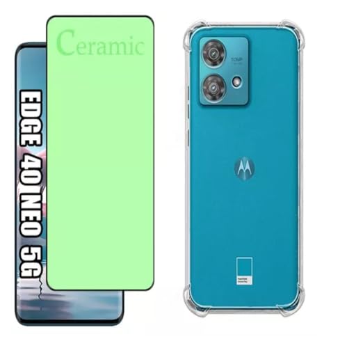 Kit Capa Capinha Anti Impacto e Película Ceramica Clear 9D Para Motorola Moto Edge 40 Neo