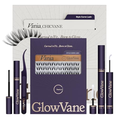 Lash Clusters Kit with TrueCurve Curved Band Natural Wispy Look DIY Lash Extension Kit with Bond & Seal Tweezers & Remover(Vania Kit-V06)