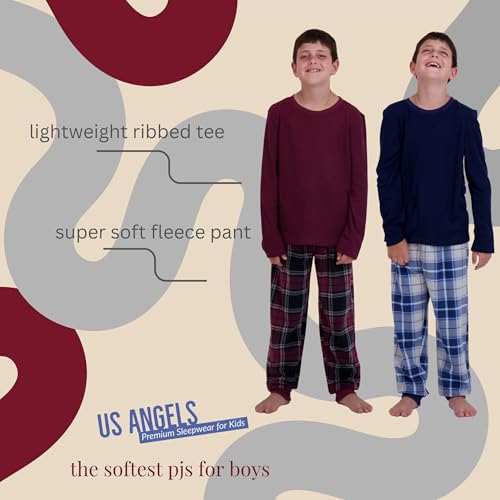Image of US Angels Pajamas Set for Boys, 4-Piece Set, Short Sleeve Shirt with Pajama Shorts