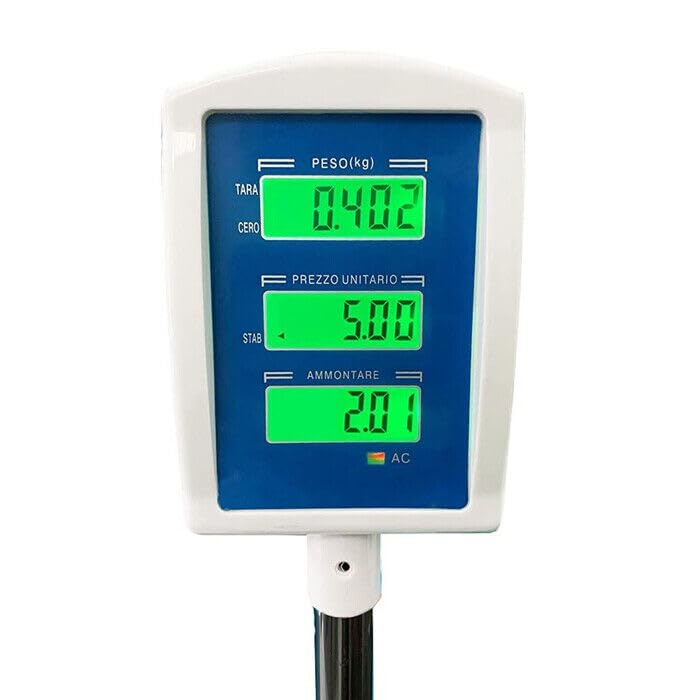 Bilancia Elettronica Digitale da Banco 40 kg 200 gr, Sensibilità 2 gr, Display LCD, Funzione Tara, Piatto Acciaio