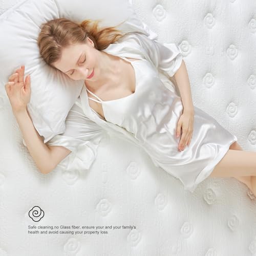 12 Inch White Queen Spring Mattress,Medium Firm with Gel Memory Foam,Individually Pocketed Coil,Fiberglass-Free Fire Retardant CertiPUR-US Certified,80"*60"*12"